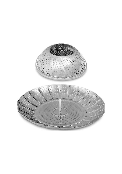 Paslanmaz Çelik Katlanabilir Buharda Pişirme Aparatı 19-29 Cm Gri