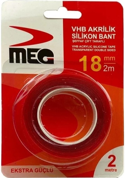 5 Adet Silikonlu Çift Taraflı Montaj Bandı 18mm X 2mt 18