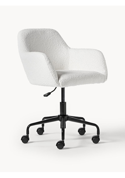 Westwing Bouclé Ofis Sandalyesi Lucie: Beyaz, Altın Ayaklı, Ayarlanabilir Beyaz - Siyah Westwing Bouclé Ofis Sandalyesi Lucie: Beyaz, Altın Ayaklı, Ayarlanabilir Beyaz - Siyah