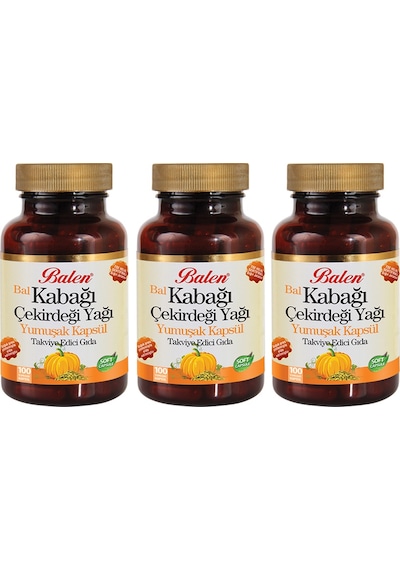 3 Adet Balen Kabak Çekirdeği 1000 MG 100 Yumuşak Kapsül