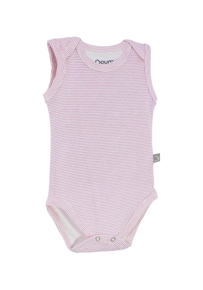 Uygunbebe Boumini Kolsuz Bebek Çıtçıtlı Askılı Body Pembe Çizgili Zarf Yaka 0-36 Ay