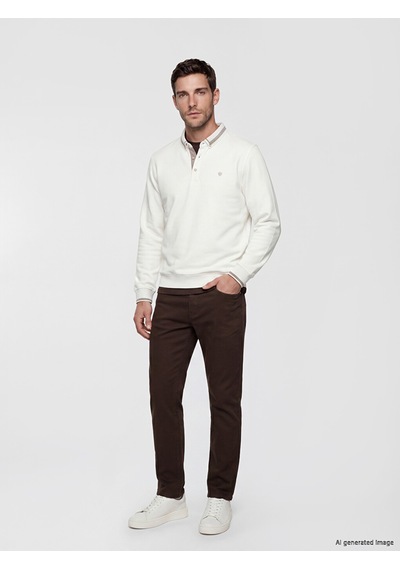 Lcwaıkıkı Classic Beyaz Polo Yaka Erkek Sweatshirt