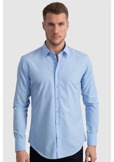 Tudors Slim Fit Dar Kesim Tery Cotton Erkek Gömlek-23361 Mavi Tudors Slim Fit Dar Kesim Tery Cotton Erkek Gömlek-23361 Mavi