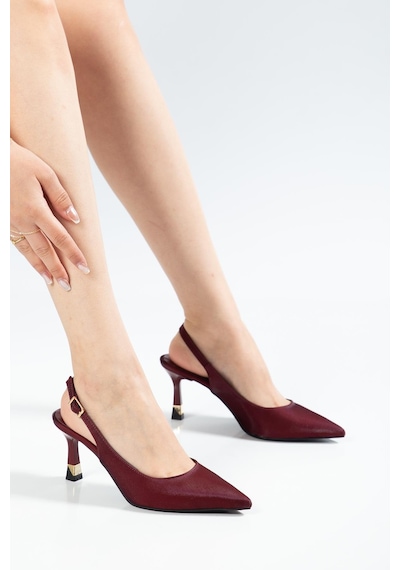 Suins Hope Model Kadın Stiletto Parlak Saten Ayakkabı Bordo