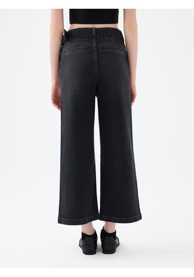 Crop Wide Leg Regular Fit Kadın Pantolon Denim