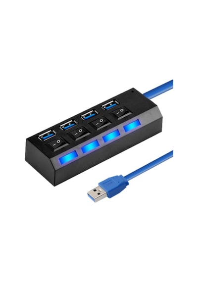 4 Port USB 3.0 Çoklayıcı Hub Anahtarlı Işıklı On Off Düğmeli