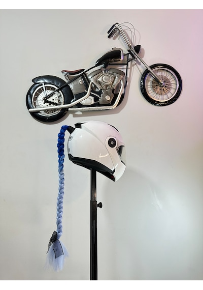 Motor & Motosiklet Mavi Ombreli Saç Kask Dış Aksesuarı Diğer