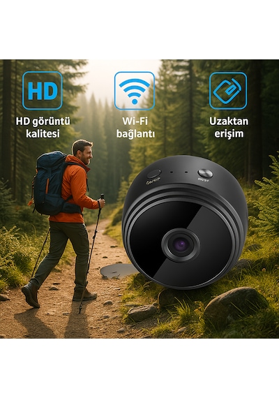 Kablosuz Mini Outdoor Kamera Hd 1080p Wi-fi Bağlantılı Kamp Ve Seyahat Kamerası Siyah