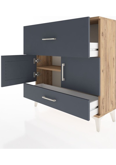 Arges Şifonyer 2 Raflı 2 Çekmeceli 2 Kapaklı 88x30x96 Çam-ant... Çam