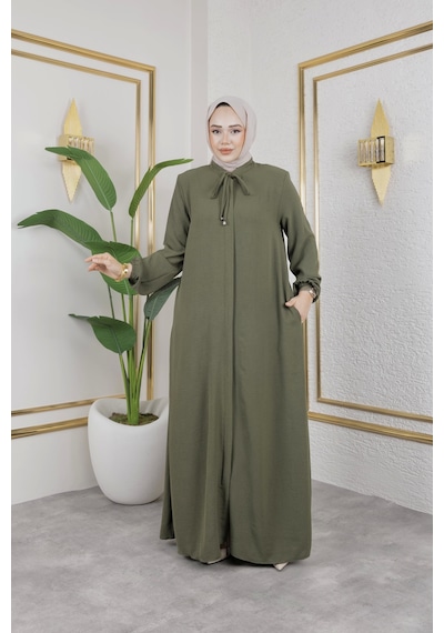 Nevayla Moda Salaş Kesim Aerobin Kumaş Ferace / Yeşil - F137 Yeşil