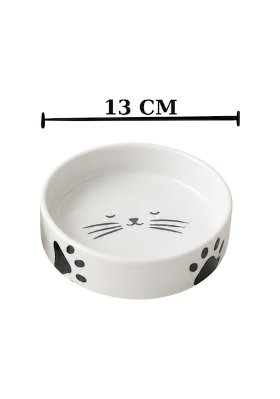 2 Li Seramik Kedi Köpek Mama Ve Su Kabı 13 Cm 300 Ml Pati Ve Kılçık Desenli