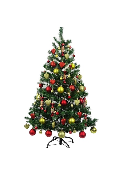 Luxury Series 180 Cm Metal Ayaklı 60 Adet Süslü Ve Işıklı Yılbaşı Çam Ağacı