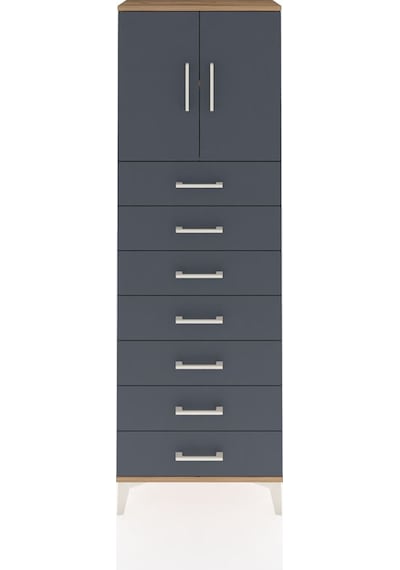 Arges Dolap 2 Raflı 7 Çekmeceli 2 Kapaklı 60x30x182 Çam-antrasit Çam
