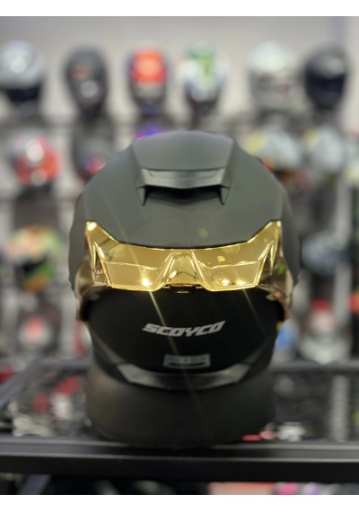 Scoyco 865 Gold Vizör Kapalı Kask Mat Siyah