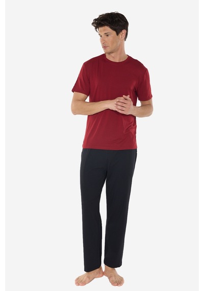 Malabadi Erkek Bordo Bisiklet Yaka Micro Modal Extra Yumuşak Yazlık Pijama Takımı 6030