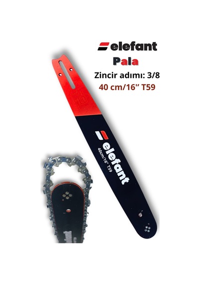 Motorlu Testere Palası 16", Bıçak Uzunluğu 40cm, Zincir Adımı: 3/8, T59 - 29 Diş