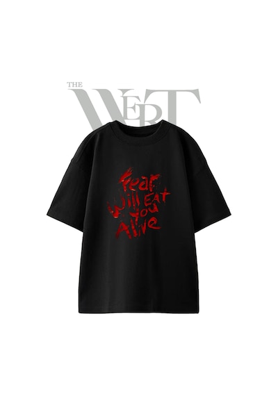 Thewert Fear Gore Tasarım Baskılı Ünisex Siyah Oversize T-shirt