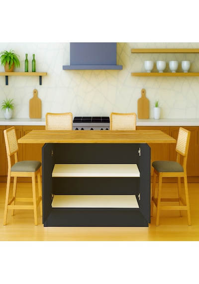 Savan Mutfak Adası - Alt Modül - 2 Kapaklı - 160 Cm - Tezgah Dahil Antrasit