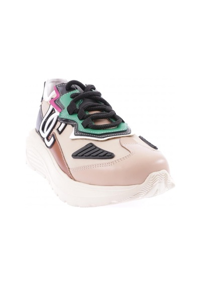 Dgn Es7005-22y Kadın Bağcıklı Kalın Taban Sneakers Ayakkabı ES705-2007-R8185 Siyah - Ten