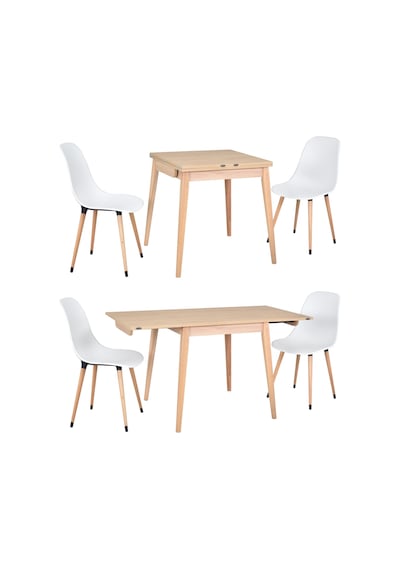 Vilinze Eames Sandalye Avanos Kanatlu Ahşap Mutfak Masası Takımı - 70x70+70 Cm Natürel Vilinze Eames Sandalye Avanos Kanatlu Ahşap Mutfak Masası Takımı - 70x70+70 Cm Natürel