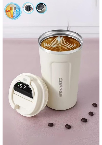 510ml Termos, Dokunmatik Derece Göstergeli Bardak Termos, Vakumlu Termos, Mug Termos, Çelik Termos Çok Renkli