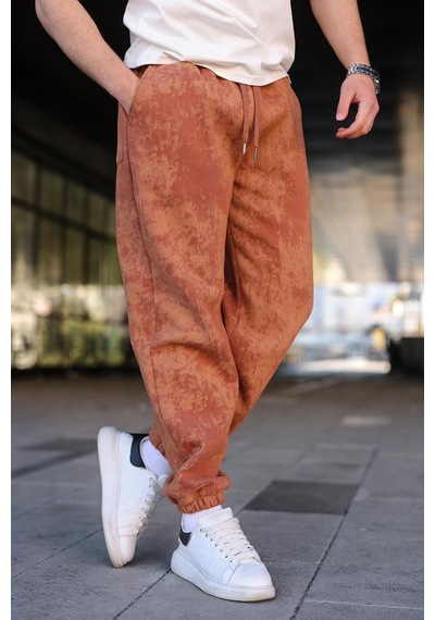 Madmext Kahverengi Batik Desenli Jogger Eşofman Altı E6582 Kahverengi