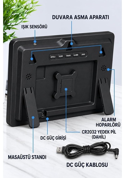 Renkli Led Dijital Duvar Saati 25x16 Cm Büyük Ekran, Siyah Diğer