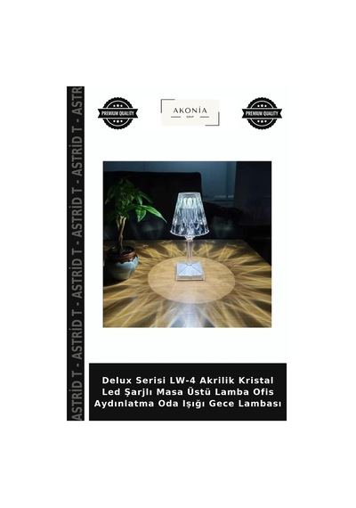 Delux Serisi Lw-4 Akrilik Kristal Led Şarjlı Masa Üstü Lamba Ofis Aydınlatma Oda Işığı Gece Lambası Çok Renkli
