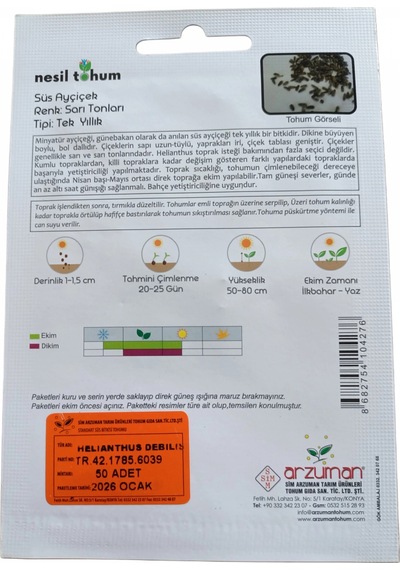 Nesil Tohum Süs Ayçiçeği Tohumu 50 Adet