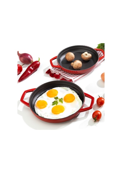 Schafer Guss Chef Döküm Sahan Çift Kulplu 22 Cm 1 Parça Kırmızı