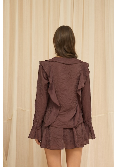 Mai Collection Aliza Kahve Gömlek Şort Takım