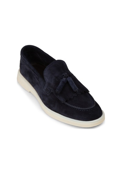 Deery Erkek Hakiki Süet Lacivert Püsküllü Loafer - 02030mlcvc01