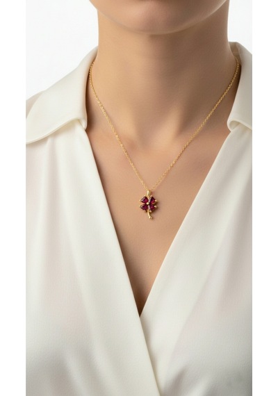 Çekirdekjewelry 925 Ayar Gümüş Altın Kaplama Yonca Kolye Sarı