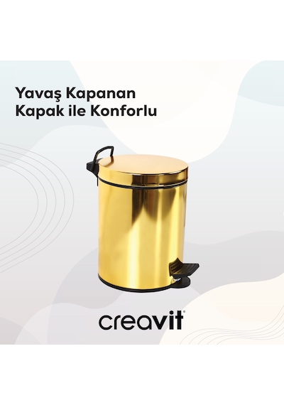Creavit Çöp Kovası 5 Lt Pedallı Altın
