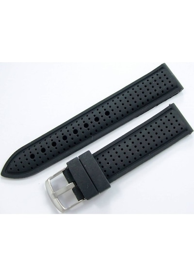 Siyah 22Mm Kauçuk Silikon Spor Saat Kordonu Slikon Saat Kayışı