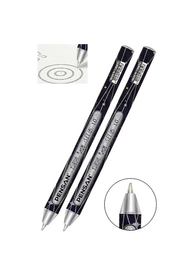 Gümüş Gri Simli Tükenmez Kalem 2 Adet Pensan Jely Simli Pilot Kalem Ergonomik Tutuş Yumuşak Yazım Siyah Defter Renkli