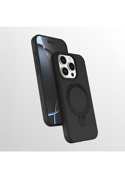 Apple Uyumlu iPhone 14 Pro Max Kılıf M-safe Şarj Özellikli Standlı Zore Samara Kapak Siyah
