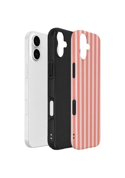 Apple iPhone Uyumlu 17 Vorian Çift Katmanlı Kılıf Coral Riviera Stripe