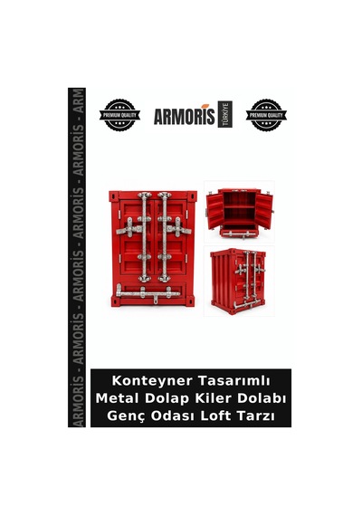 Konteyner Tasarımlı Metal Dolap Kiler Dolabı Genç Odası Loft Tarzı Diğer
