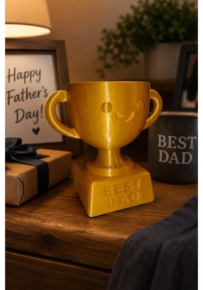 Best Dad Yazılı Babalar Günü Hediyesi Dekoratif Kupa Biblo, Babaya Özel Masa Üstü Ödül Kupası Tasarımlı Anlamlı Hediye 11x10 Cm