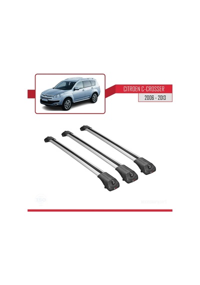 Citroen C-crosser 2006-2013 Arası İle Uyumlu Ace-1 Ara Atkı Tavan Barı Gri 3 Adet Bar