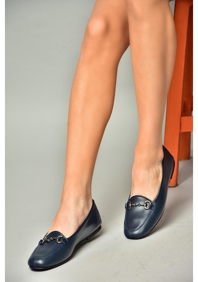 Fox Shoes R667001403 Lacivert Hakiki Deri Babet Lacivert