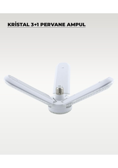 40w Kristal Pervane 3+1 Kanatlı Ampul 6500k Beyaz Işık 1 Adet