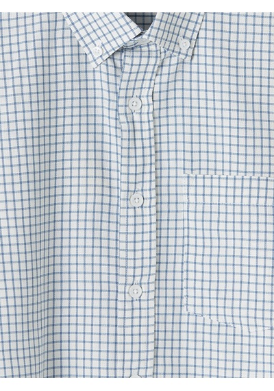 Lcwaıkıkı Classic İndigo Regular Fit Ekose Poplin Erkek Gömlek