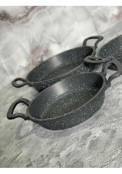 Eda Döküm Granit 3lü Kapaksız Sahan Seti 16-18-20 Cm