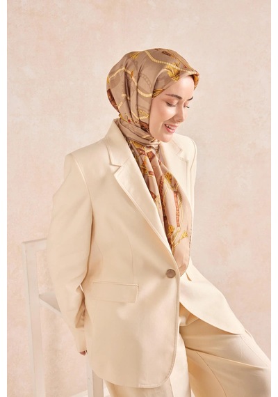 Silk Home Twill İpek Detailed Belt Eşarp Bej