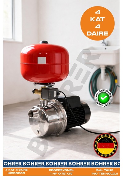 Jet750sc Paslanmaz Gövdeli Bakır Sargılı 1 Hp 0.75kw 24l İtalyan Tanklı Hidrofor Pompa - 4 Kat 4 Dai