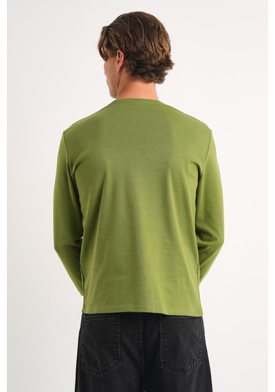 Alexander Gardi Alexandergardı Uzun Kollu Bisiklet Yaka Basic Sweatshirt Haki