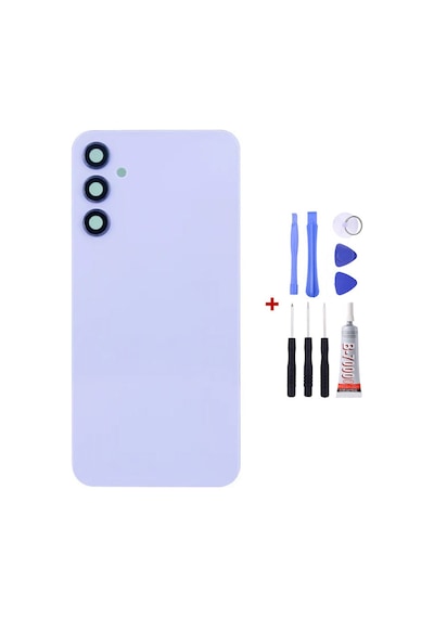 Samsung A34 Kamera Camlı Mor Uyumlu Arka Cam Kapak Pil Kapağı Tamir Set B7000 Set Mor