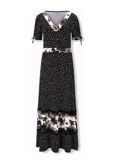 Bulalgiy Kadın Siyah Maxi Dantelli Çiçek Baskılı Elbise - Bga306296-siyah Siyah